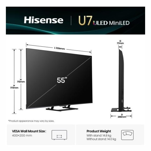 HISENSE 55U7Q 55 hüvelykes 4K Smart TV